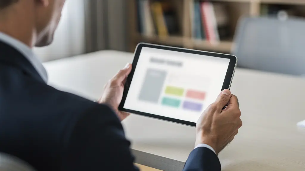 Maklerbewertungen prüfen: Person analysiert Rezensionen auf Tablet